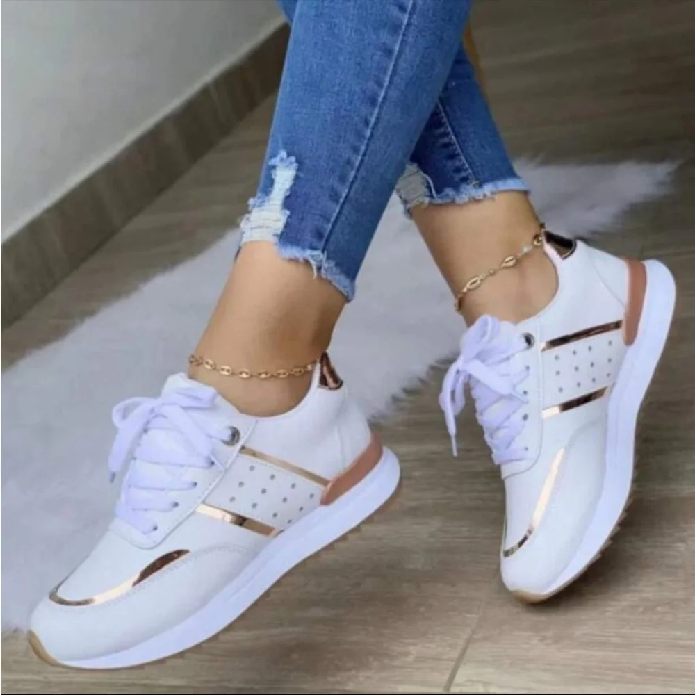 Stylish Black and Gold Women's Sneakers